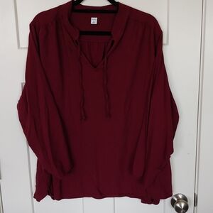 Old Navy Women's Long Sleeve V-Neck Tunic - Burgundy